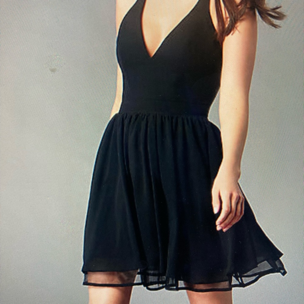 Short Black Cocktail Dress with Lacy Back